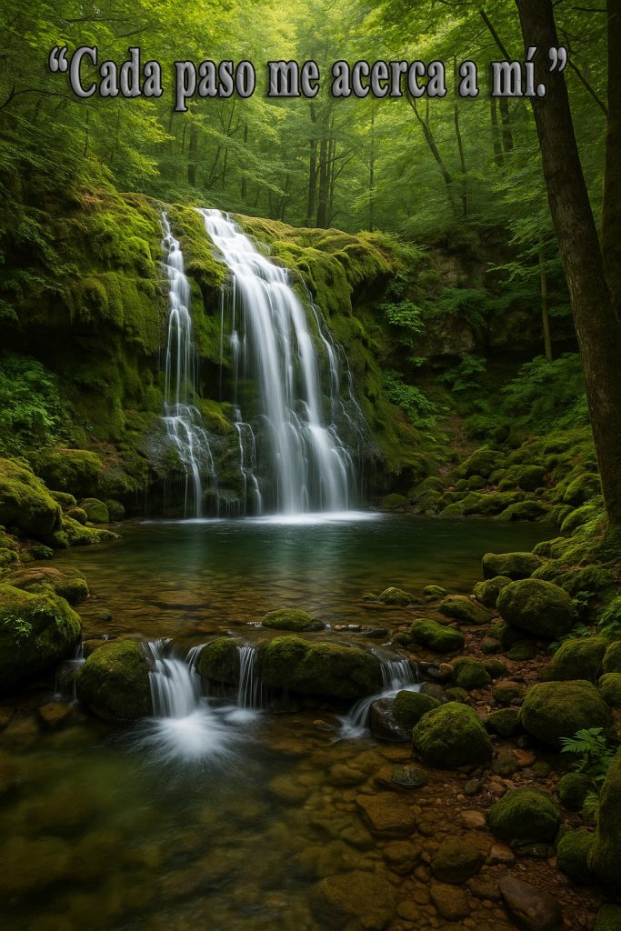 Sendero entre árboles con luz natural filtrada.
